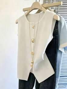 GlowEve CURVE Áo khoác cardigan cài nút hình vỏ sò thời trang tối giản đa năng dành cho nữ cỡ lớn năm 2026, hoàn hảo cho trang phục hàng ngày. - trắng - Xem 1