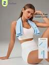 OutZeal 1 Pc Sweat-Absorbent Ultra-Soft Foldable Blue Sport Towel With Lanyard Solid Color Gym Beach Yoga Fitness Swimming