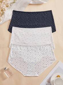 FairyFlirt 3pcs/Pack Plus Size Ditsy Floral Panties Dusty Blue Summer Kawaii - Multicolor - View 2