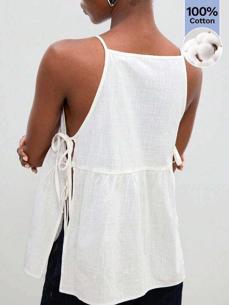 SHEIN Maija White Women's 100% Cotton Summer Casual Vacation Top,Pleated Versatile Daily Wear,Elegant Blouse,Beach Holiday Outfit, Festival Clothing