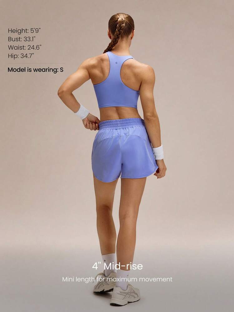 4" VitalSwift Quick-Dry Ultralight Mid-Rise Waist Drawstring Waist Reflective Running Shorts With Built-In Anti-Odor Underwear Zip Pocket High Impact Workout Running Training