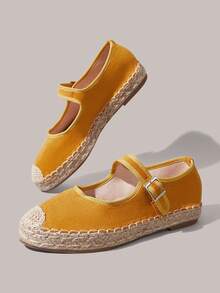 Styleloop Ladies Slouchy Woven Fisherman Shoes Suede With Buckle Versatile Outdoor Walking Commuter Office Ladies Flat Shoes - Mustard Yellow - View 4