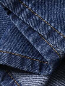 Dazy Tall Conjunto de 2 piezas de estilo de vacaciones con chaleco sin mangas de cuello redondo y cintura ceñida, y pantalones rectos holgados - Azul lavado medio - Ver 11