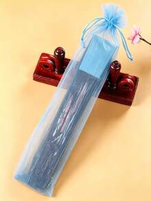 10/20/30/50/100pcs Drawstring Organza Gift Bag For Folding Hand Fan Storage, Pouches Tulle Bags,Rectangular Gift Bag, Craft Wrapping Bags Party Wedding Favor;Birthday Present,Kraft Paper Bags,First Birthday,Pink Christmas Wrapping Paper,Gift Box Small, Gift Bag(White) - Light blue - View 10