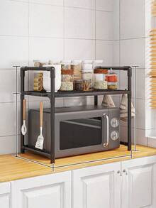 رف تخزين متعدد الوظائف ثلاثي الطبقات قابل للتعديل، رف ثقيل متين لفرن الميكروويف وصانع القهوة، منظم توفير مساحة للمطبخ والمخزن وغرفة المعيشة ضروري - متعدد الألوان - مشاهدة 9