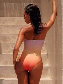 Swim Chiccia Baju Renang One-Piece Model Bandeau Warna Polos untuk Wanita, Pakaian Pantai Musim Panas - MultiWarna - View 3
