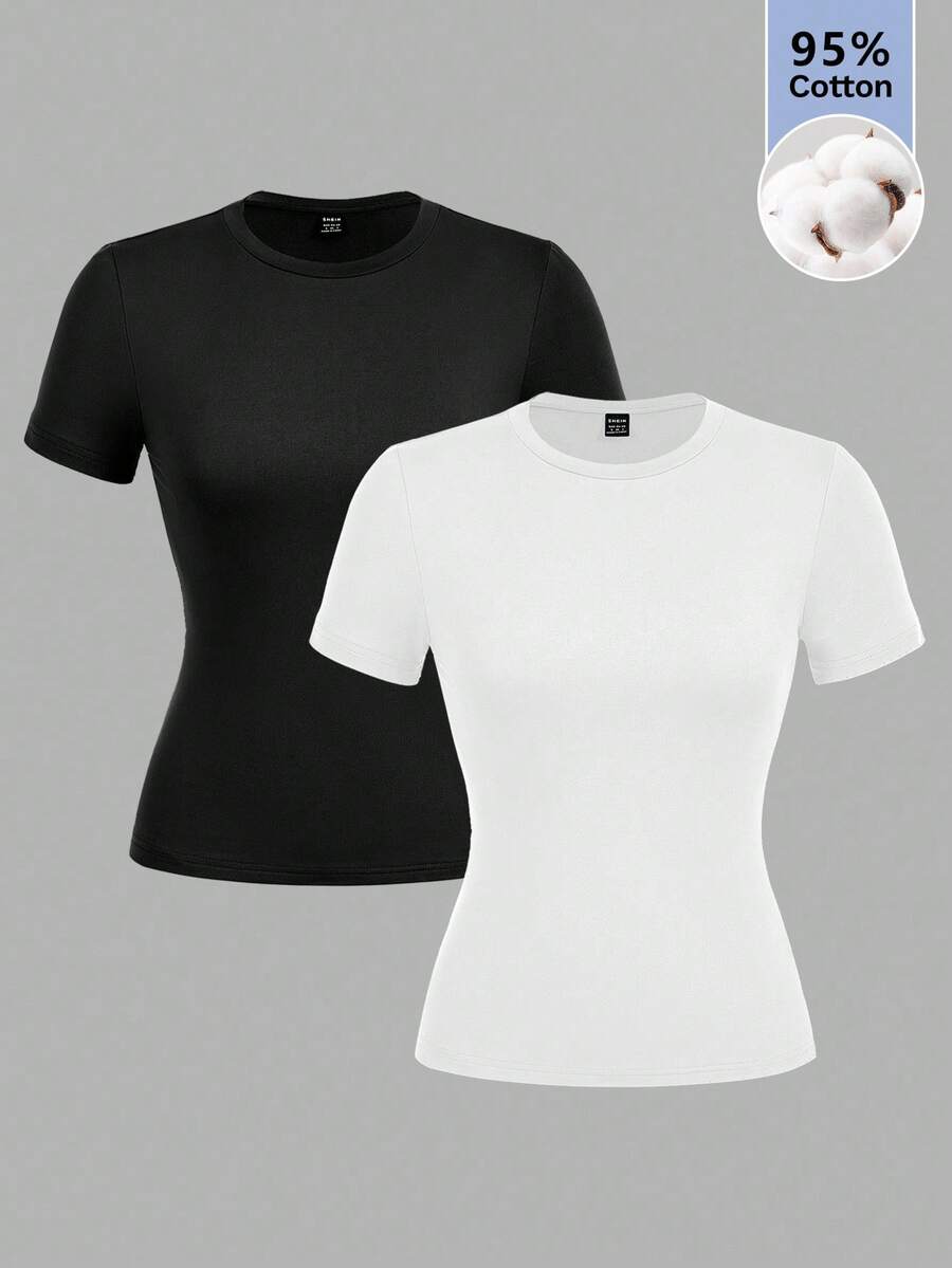 SHEIN EZwear 女款黑白針織背心多件組 - 彩色 - 查看 1