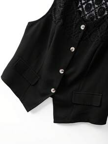 GlowEve CURVE Plus Size Women's Embroidered Casual Romantic Versatile Commute Daily Wear Jacket, Suitable For Spring/Summer - Black - View 3