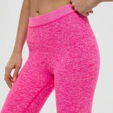 Alo Yoga Sports Capri HW ICONIC Sweat Absorption Breathable Lightweight Solid Good Elasticity Easy To Wash Outdoor Running Women Light Pink Heather W51024R - NEON PINK HEATHER - 粉色 - 查看 4