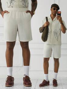 HUEFORM Men's Casual Linen Shorts, Beige, Spring/Summer - Beige - View 2