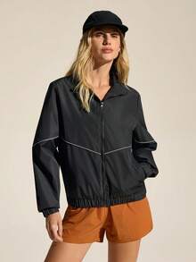 SHEIN Sports Casual Versatile Sports Jacket, Suitable For Spring And Autumn - Black - View 3
