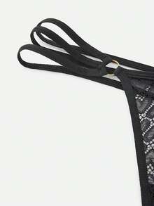 Bella Beso Ring Linked Cut Out Sexy G-String - Black - View 3
