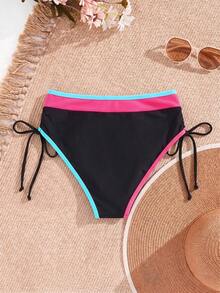 Swim Vcay Bottom de bikini de talla grande para mujer con parches de colores y cordón lateral - Multicolor - Ver 5