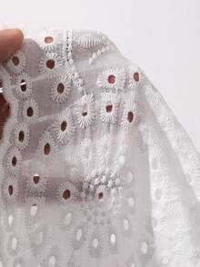 FRIFUL Camiseta de tirantes de mujer de verano, de unicolor, con bordado calado - Blanco - Ver 7