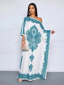 SOLERSUN Đầm maxi nữ thanh lịch với khăn choàng hoa, kiểu dáng trễ vai, thích hợp cho kỳ nghỉ, du lịch hoặc dạ hội; Đầm maxi màu be thanh lịch với áo choàng hoa, kiểu dáng trễ vai, thích hợp cho tiệc cocktail trang trọng. - màu xanh lá - Xem 4