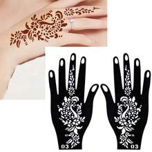 1 High-Quality Flower Pattern Henna Tattoo Template Sticker, Color Painting Temporary Hand Tattoo Template, Flash Painting Hollow Sticker, Suitable For Body Painting Makeup Manheidi Pattern. - Black - View 3