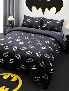 BATMAN X SHEIN Set 3 buah Selimut Motif Perak Panas Warna Hitam, Selimut Motif Animasi, Nyaman dan Lembut, Hangat dan Dapat Dicuci dengan Mesin, Cocok untuk Tempat Tidur Single/Double/Queen/King, Asrama/Rumah, Perlengkapan Tidur yang Sejuk - pencampuran warna - View 2