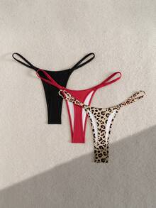 Swim Vcay Women's Tri-Color Bikini Bottom, Suitable For Beach In Summer - Multicolor - View 2