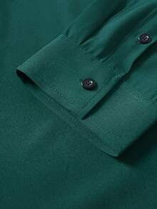 Manfinity Mode Kemeja Lengan Panjang Kasual Pria, Formal - Dark Green - View 5