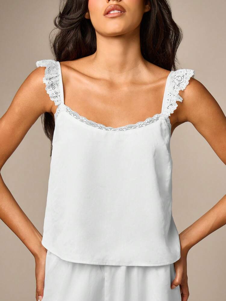 Lace Trim Camisole And Shorts Set