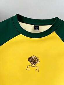 Manfinity Joysei Men's Casual Colorblock Patchwork T-Shirt, Summer - Yellow - View 2
