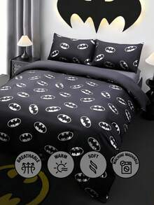 BATMAN X SHEIN Set 3 buah Selimut Motif Perak Panas Warna Hitam, Selimut Motif Animasi, Nyaman dan Lembut, Hangat dan Dapat Dicuci dengan Mesin, Cocok untuk Tempat Tidur Single/Double/Queen/King, Asrama/Rumah, Perlengkapan Tidur yang Sejuk - pencampuran warna - View 6