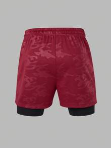 Gym Rark Men's Wing Print Double Layer Sports Shorts, Gym, Holiday - Red - View 2