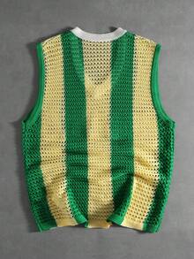 ROMWE MEN Street Life Áo vest nam dệt kim thêu, kiểu dáng thể thao. - màu xanh lá - Xem 2