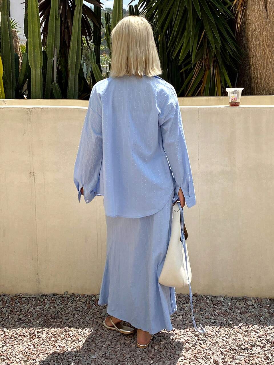 Blue Long Shirt & Skirt 2 Pieces Set, Casual For Spring & Summer Lounge Sets For Women