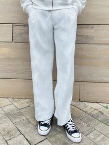 Ngobest Haus Ngobest Haus Men's Striped Print Fold Pleated Business Casual Dress Pants - White - View 5