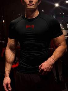 GymBeat Áo thun thể thao nam tay ngắn cổ tròn dáng ôm - màu đen - Xem 4