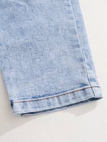 Tween Girl Casual Boho Holiday Paperback Waist Flat Pockets Mom Jeans With Button Front, Daily - Light Wash - View 5