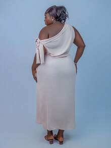 CurvyTilda Einfarbiges Kleid in Große Größen, Lässig & Urlaubsmode für den Alltag, Frühling/Sommer - Aprikosenfarben - Übersicht 2