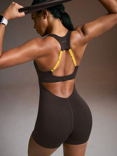 Powerista Backless Halter Neck Fitted Romper