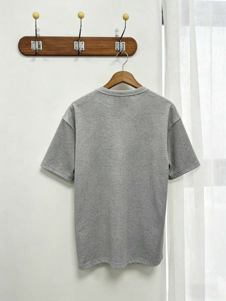Men's Grey T-Shirt With Half-Zip Hanging Hook Design