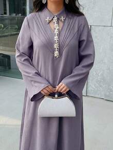 Al Najma 女士土耳其长款连衣裙和阿拉伯传统长袍 - 淺灰紫 - 查看 8