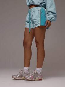 Musera Sport Quần short thể thao năng động, nhẹ, có dây rút, phối màu tương phản, chỉ dành cho tập luyện thể thao, tập gym, pilates, thể dục, hàng ngày, nữ tính, thoải mái, nóng bức. - Màu xanh nhạt - Xem 3