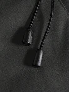 PAVTROS 男士休闲连帽双层设计，多功能运动休闲刺绣图案时尚ins风，适合所有季节，街头风，宽松，印花，情侣装，朋友装，表达爱意，街头风格，情侣装，双层连帽，半拉链，弹性抽绳下摆 - 深灰色 - 查看 7