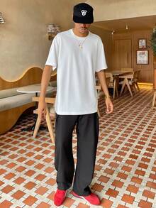 Ngobest Haus Ngobest Haus 宽松男士纯色圆领短袖休闲T恤 - 白色 - 查看 5