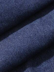 Livesso Pantalones casuales azul desgastado para mujer, de estilo casual de negocios suelto, jeans de pierna recta y ancha, petos y monos para primavera/verano - Azul lavado oscuro - Ver 9