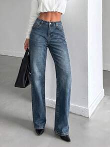 Modern Classic Blue Denim Woman Pants - Blue - View 4
