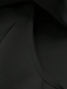 SHEIN PariChic 女士夏季法式优雅休闲设计披肩领无袖金属扣腰带A字连衣裙，杏色 - 黑色 - 查看 4