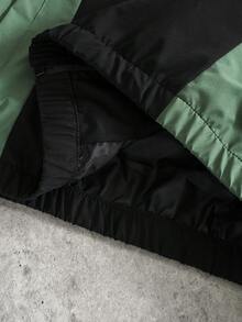 Manfinity EMRG Áo khoác nam dáng đứng cổ bẻ khóa kéo, phong cách đường phố thường ngày, phối màu tương phản, thích hợp cho đi làm hàng ngày vào mùa xuân và mùa thu. - màu đen - Xem 3