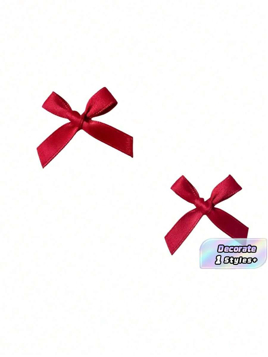 50PCS Red Ribbon Bows Kit - Pre-Curled Gift Wrapping Decor, Wedding Party Hair Clips, All Season Craft Supplies - wine - View 1
