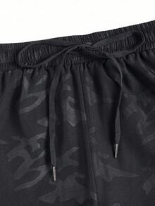 Gym Rark Men's 1pc Cross Print Drawstring Waist Casual Sports Shorts, Gym - Black - View 4