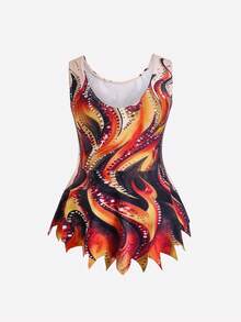 SHEIN 女童无袖体操服连衣裙，适合体操比赛和舞蹈 - 黃色 - 查看 8