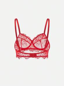 2pcs Set Mature Burgundy Lace Patchwork Lingerie Set - Red - View 6
