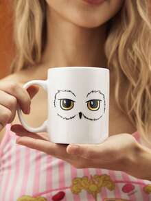 HARRY POTTER X SHEIN 1pc 10.14oz/300ml Cartoon Pattern Printed Ceramic Mug, Suitable For Holding Water, Milk, Juice, Coffee, Tea, Owl, Hedwig, Magic - White - View 4