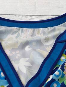 Linhara Blus Ukuran Besar Gaya Lukisan Minyak Motif Bunga Digital Blok Warna Leher V Elegan Boho untuk Perjalanan Liburan, Cocok untuk Musim Semi, Musim Panas, dan Musim Gugur - Hijau - View 7