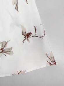 Balvessa 女士梭织印花无袖修身连衣裙，新款优雅夏季长裙 - 米色 - 查看 6